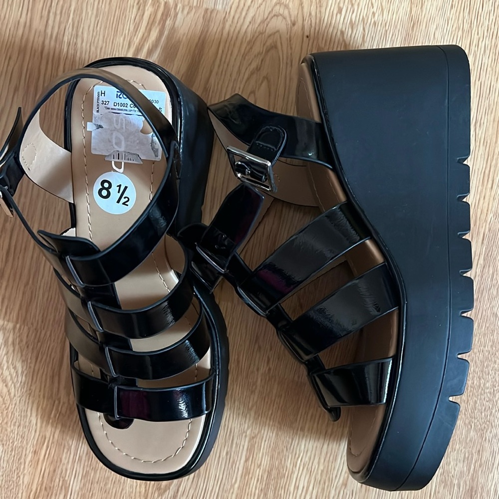 NEW NEVER WORN.  SODA BRAND. WEDGES